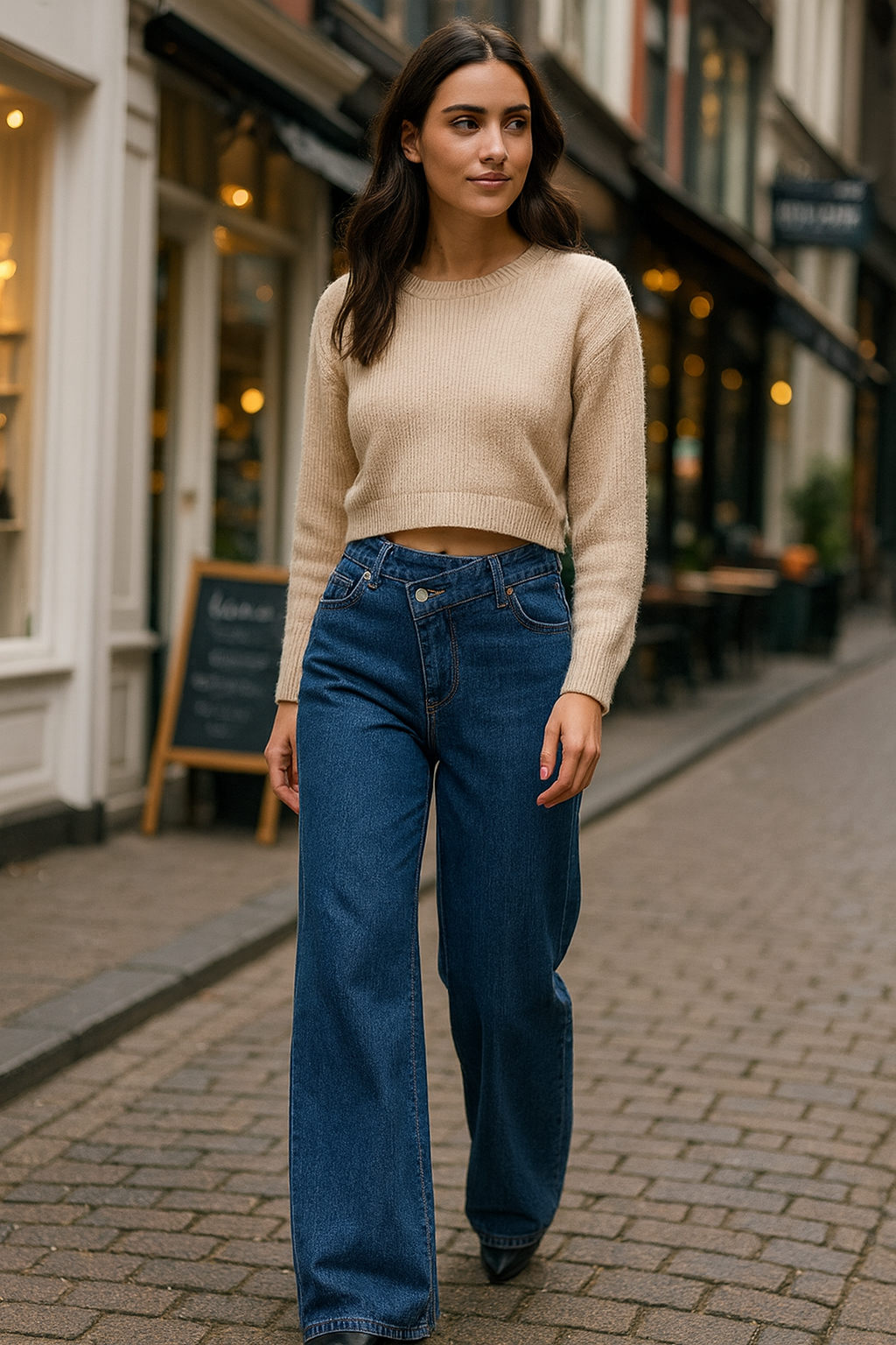 Jeans sueltos de inspiración coreana